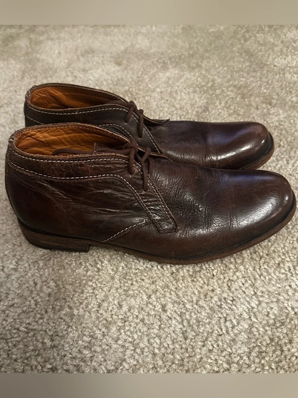 Bed Stu Brown Distressed Leather Cobbler Series Boots Chukka 8.5 Lace Up Mens